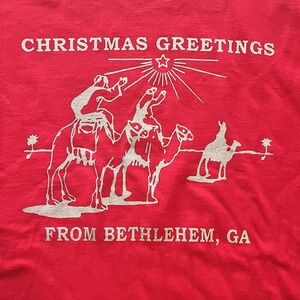 Bethlehem Georgia Post Office Red Christmas Card Stamp Hanes T Shirt Adult L